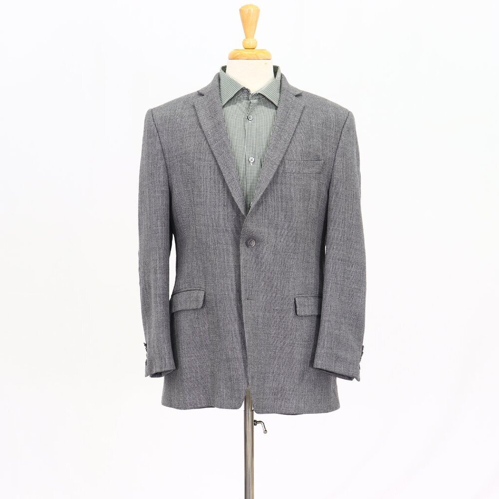 Black Brown 1826 42S Gray Solid 2-Button Sport Coat Blazer Jacket T187